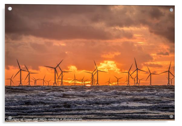 Sunset from Walney Island on the Cumbrian Coast. Acrylic by Simon Hall
