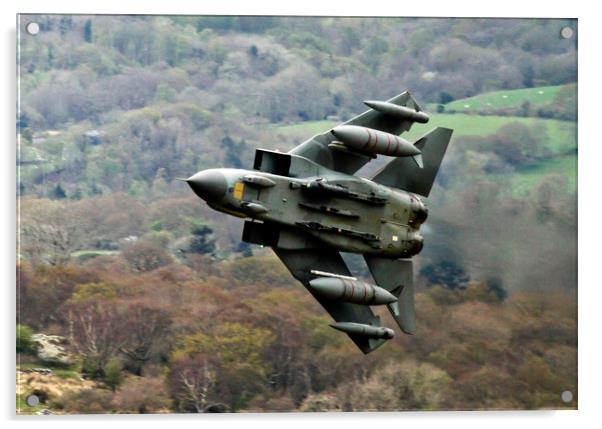 RAF Tornado GR4 in the Mach Loop.Wales Acrylic by Philip Catleugh