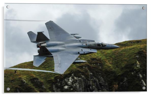 F15c Eagle low level in Wales Acrylic by Philip Catleugh