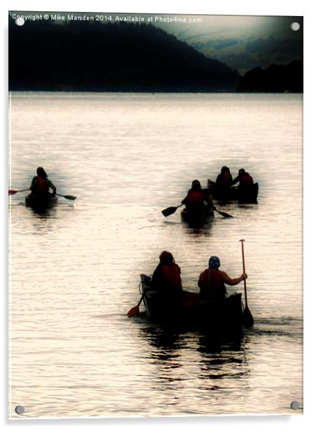  Canoeists on Lake Windermere Acrylic by Mike Marsden