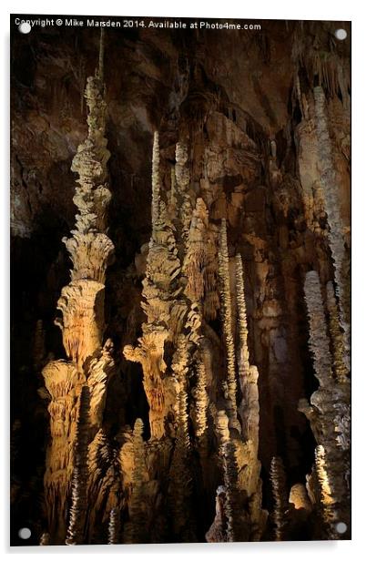 Spectacular stalagmites in the Aven Amand cave Acrylic by Mike Marsden