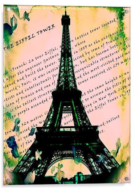 Eiffel Tower Graphic Acrylic by Mike Marsden