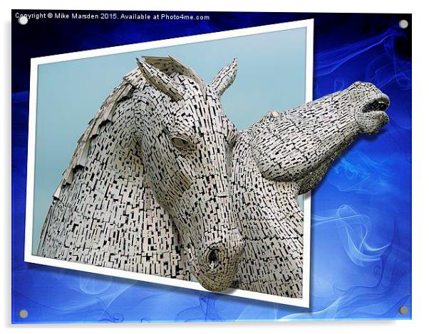 The Kelpies  Acrylic by Mike Marsden