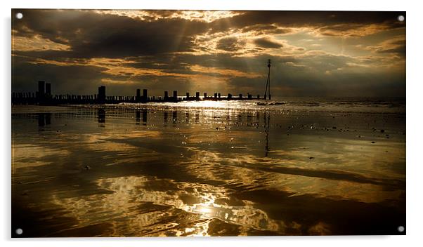  Heacham North Beach Sundown Acrylic by Alan Simpson