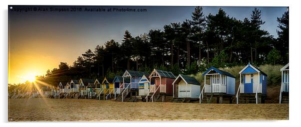  Wells Beach Huts Sunrise Acrylic by Alan Simpson