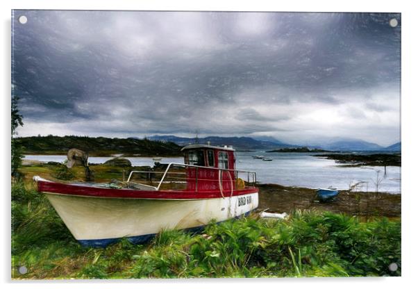 Skye Fishing Boat Acrylic by Alan Simpson