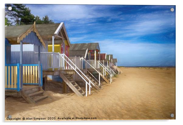 Wells Beach Huts Acrylic by Alan Simpson