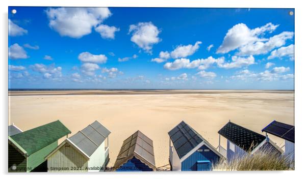 Wells Beach Huts Acrylic by Alan Simpson