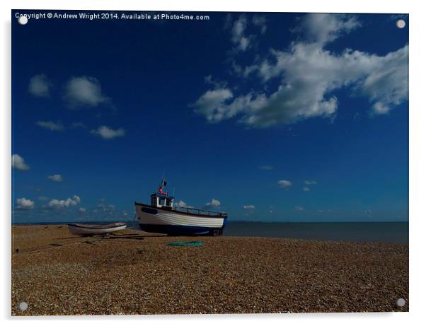  Shingle, Boats and Puffy White Clouds Acrylic by Andrew Wright