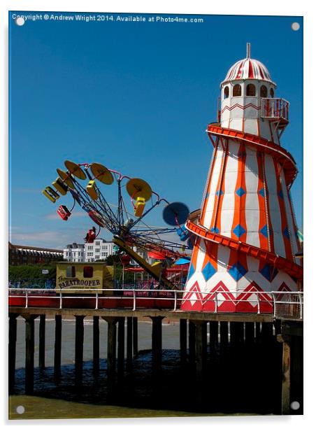  Paratrooper & Helter Skelter, Clacton Pier Acrylic by Andrew Wright