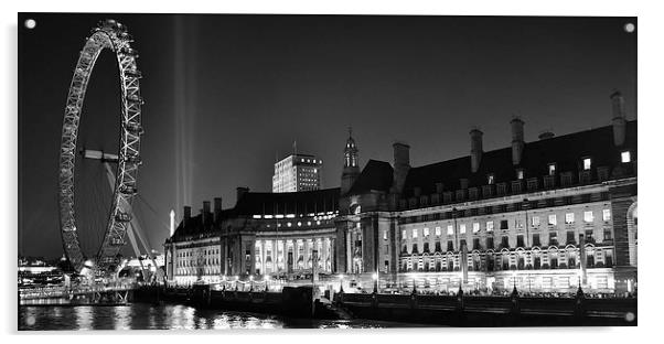  London Eye and Old County Hall at Night Acrylic by Simon Hackett