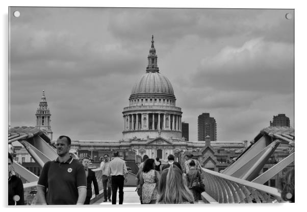 St Paul's and The Millennium Bridge Acrylic by Simon Hackett