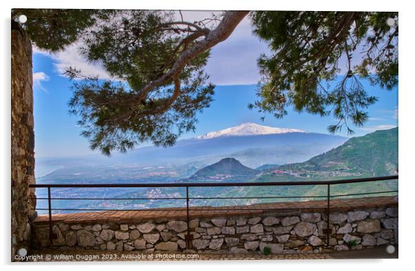 Mount Etna  View Acrylic by William Duggan