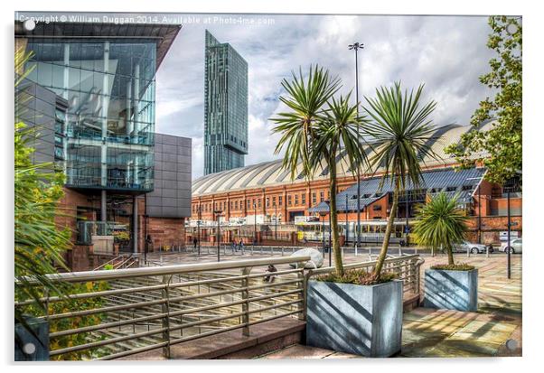  Manchester Central Palm Trees  Acrylic by William Duggan