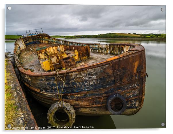 Old Galway Fishing Boat Acrylic by William Duggan