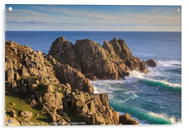 Cliff view (Logan Rock)  Acrylic by Andrew Ray