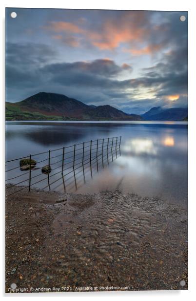 Sunrise over Ennerdale Water Acrylic by Andrew Ray