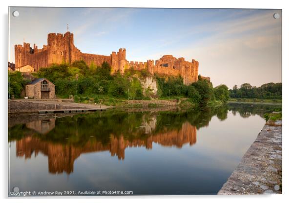 First light on Pembroke Castle Acrylic by Andrew Ray