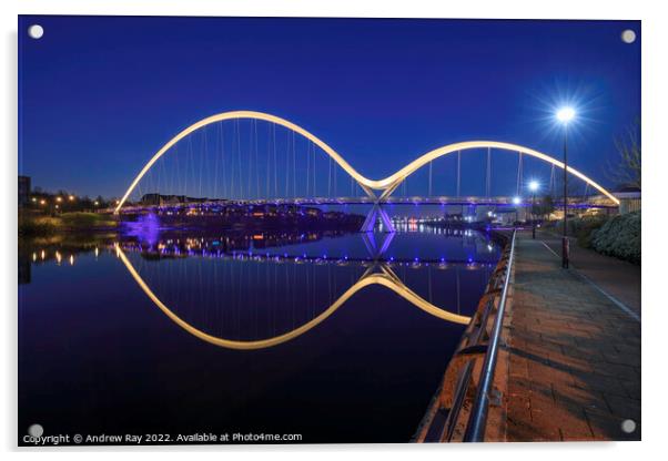 Twilight reflections at Infinity Bridge Acrylic by Andrew Ray