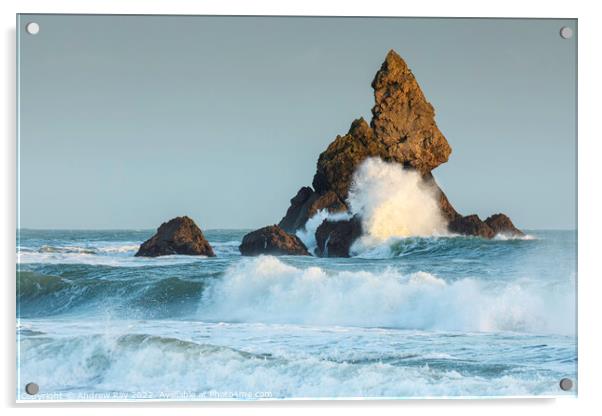 Rough sea at Church Rock  Acrylic by Andrew Ray