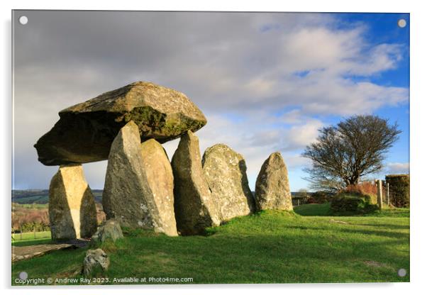 Morning light on Pentre Ifan Acrylic by Andrew Ray