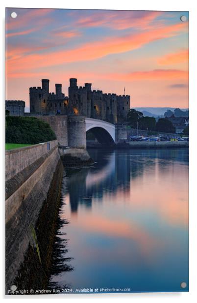 Conwy Castle at sunset Acrylic by Andrew Ray
