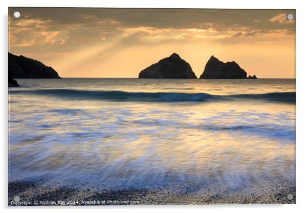 Light shafts (Holywell Bay)  Acrylic by Andrew Ray