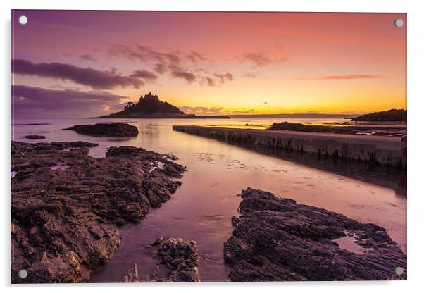 The Slipway at Sunset (St Michael's Mount) Acrylic by Andrew Ray