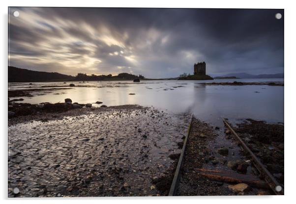 Rail Tracks at Castle Stalker Acrylic by Andrew Ray