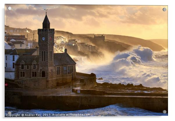 Stormy Morning (Porthleven)  Acrylic by Andrew Ray