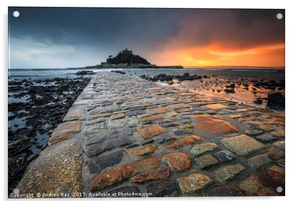 Stormy Sunset (St Michael's Mount)  Acrylic by Andrew Ray