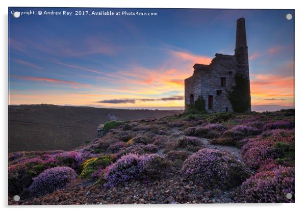 Cornish Engine House at Sunset (Tywarnhayle) Acrylic by Andrew Ray