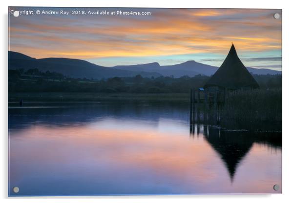 Llangorse Lake at sunset Acrylic by Andrew Ray