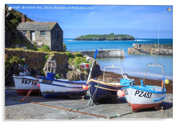 Mullion Harbour  Acrylic by Andrew Ray