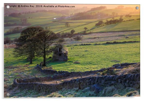 Late light at Roach End Barn Acrylic by Andrew Ray