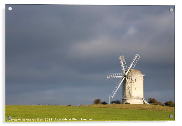 Stormy clouds behind Ashcombe Windmill Acrylic by Andrew Ray