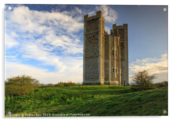 Late light on Orford Castle Acrylic by Andrew Ray