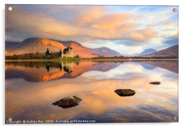 First light on Kilchurn Castle Acrylic by Andrew Ray