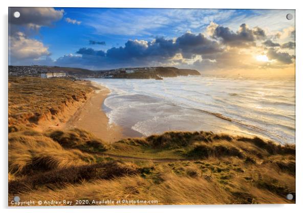 Setting Sun (Perranporth) Acrylic by Andrew Ray