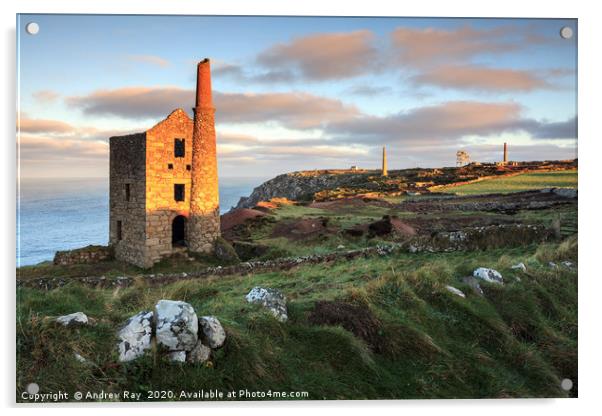 First Light at Wheal Owles Acrylic by Andrew Ray
