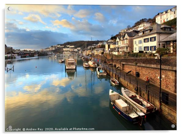 Sunrise Reflections (Looe) Acrylic by Andrew Ray