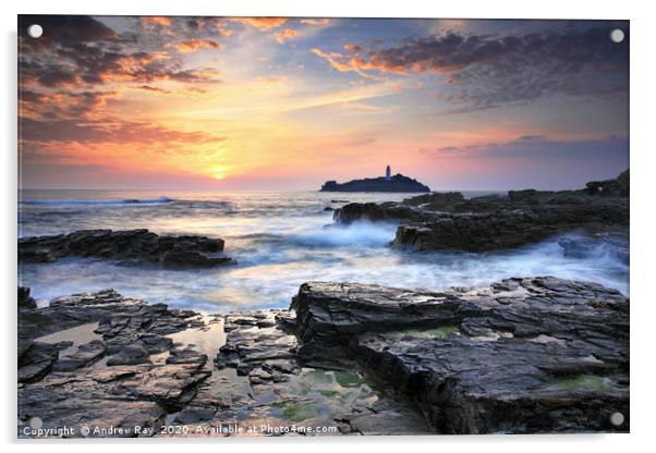 Sunset at Godrevy Acrylic by Andrew Ray