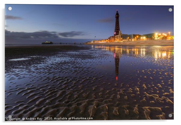 Twilight reflections (Blackpool) Acrylic by Andrew Ray