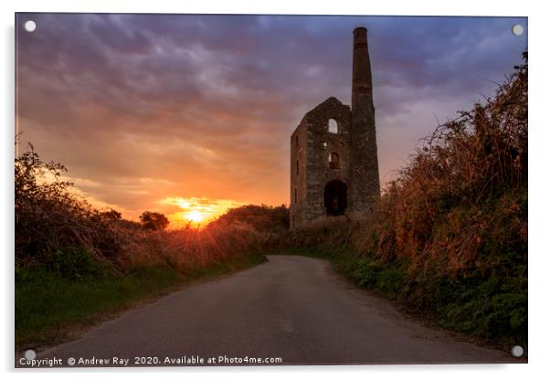 North Wheal Grambler Engine House Acrylic by Andrew Ray