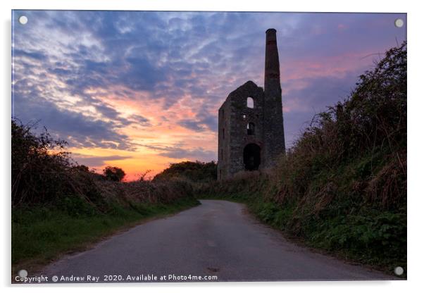 Sunrise at North Wheal Grambler Engine House Acrylic by Andrew Ray