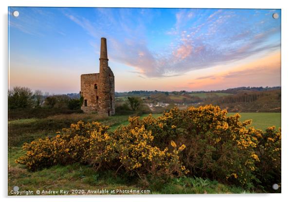 Lower Engine House at sunset (Wheal Unity Wood Min Acrylic by Andrew Ray