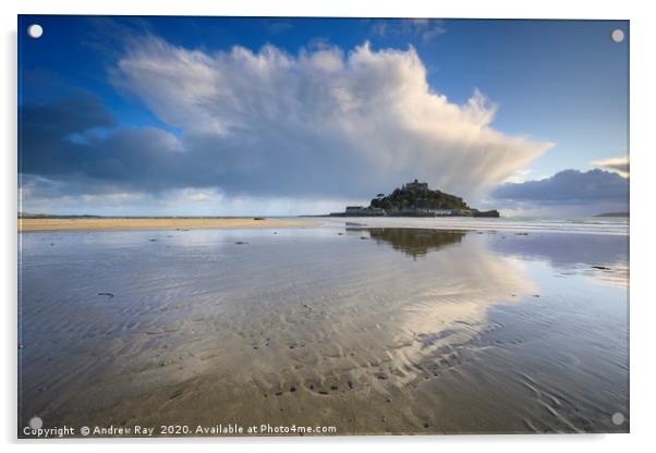 Storm cloud reflections (St Michael's Mount) Acrylic by Andrew Ray