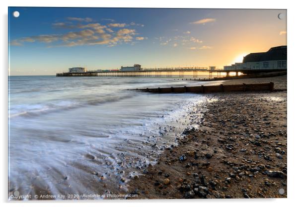 Towards Worthing Pier Acrylic by Andrew Ray