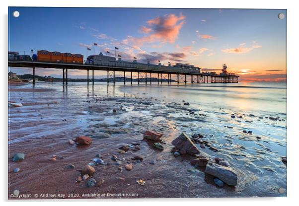 Sunrise over Paignton Pier Acrylic by Andrew Ray