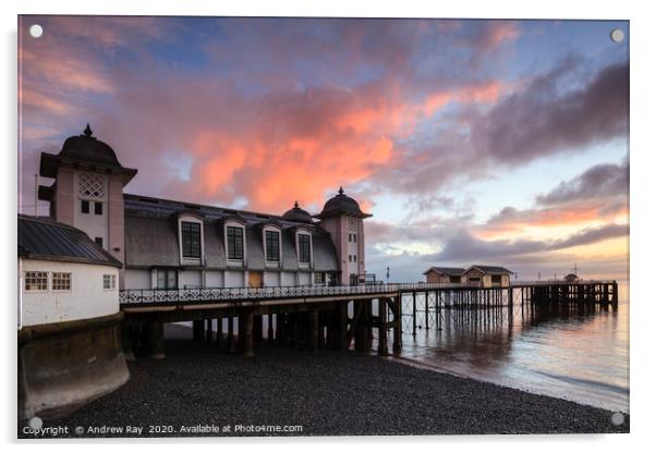 Sunrise over Penarth Pier Acrylic by Andrew Ray